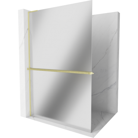 Mexen Kioto+ L zuhanyfal polccal Walk-in 100 x 200 cm, tükör, arany koptatott - 800-100-123-55-50