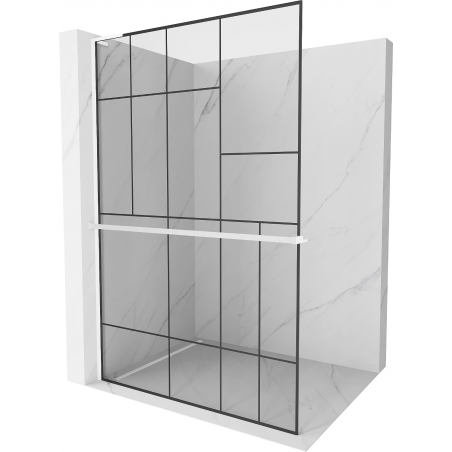 Mexen Kioto+ L panou de duș cu suport Walk-in 70 x 200 cm, model negru, alb - 800-070-123-20-78
