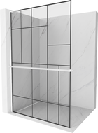 Mexen Kioto+ L perete de duș cu raft Walk-in 90 x 200 cm, model negru, alb - 800-090-123-20-78