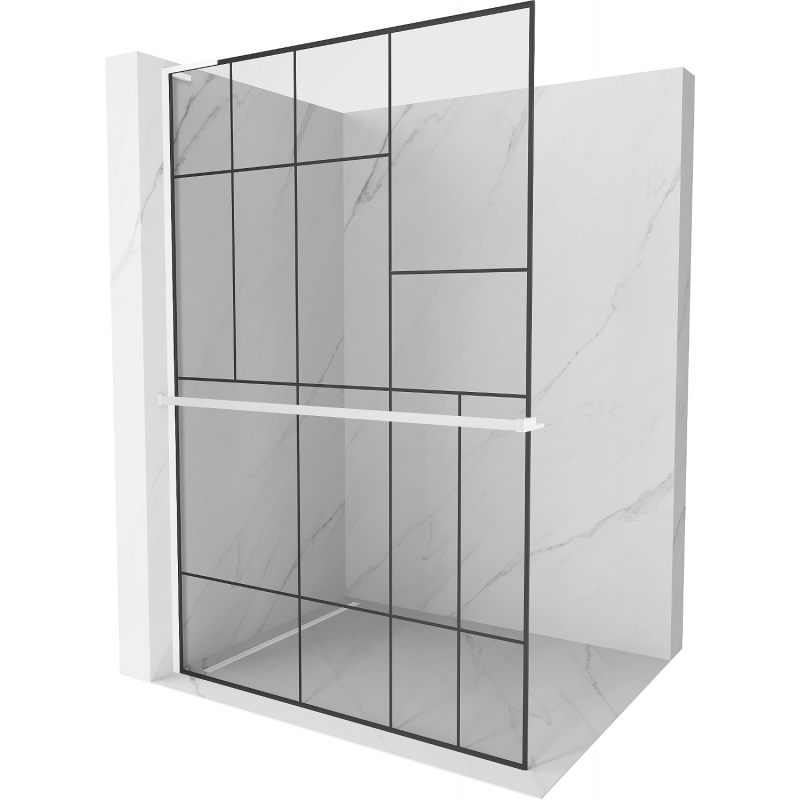 Mexen Kioto+ L perete de duș cu raft Walk-in 100 x 200 cm, model negru, alb - 800-100-123-20-78
