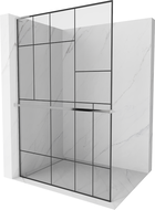 Mexen Kioto+ L zuhanyfal polccal Walk-in 70 x 200 cm, fekete minta, króm - 800-070-123-01-78