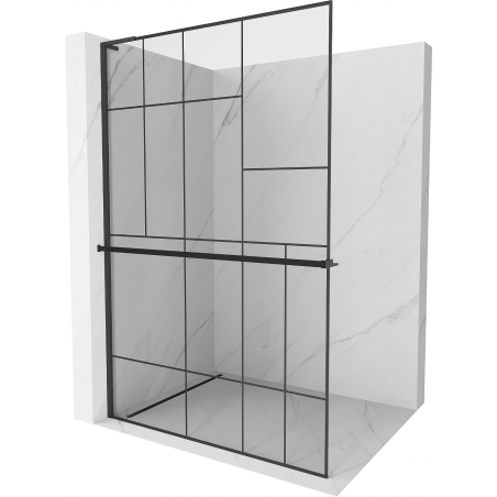 Mexen Kioto+ L panou de duș cu raft Walk-in 120 x 200 cm, model negru, negru - 800-120-123-70-78