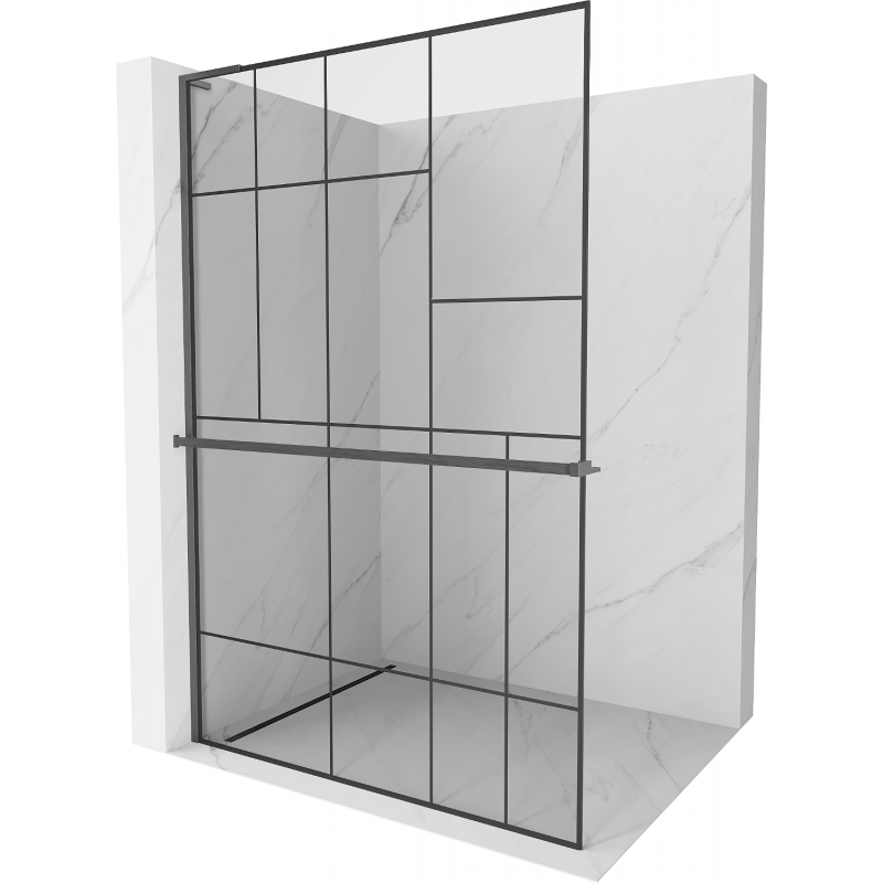 Mexen Kioto+ L perete duș cu raft Walk-in 70 x 200 cm, model negru, gri matizat - 800-070-123-66-78