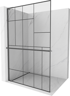 Mexen Kioto+ L perete de duș cu raft Walk-in 80 x 200 cm, model negru, gun gray periat - 800-080-123-66-78