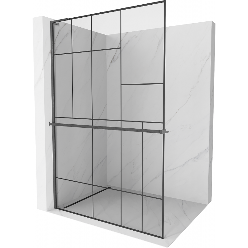 Mexen Kioto+ L paravan de duș cu suport Walk-in 100 x 200 cm, model negru, finisaj gun gray periat - 800-100-123-66-78