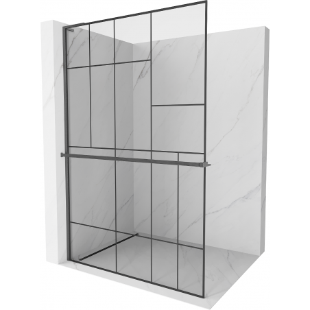 Mexen Kioto+ L paravan de duș cu suport Walk-in 100 x 200 cm, model negru, finisaj gun gray periat - 800-100-123-66-78