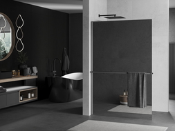 Mexen Kioto+ L panou de duș cu raft Walk-in 70 x 200 cm, oglindă, gun metal - 800-070-123-95-50