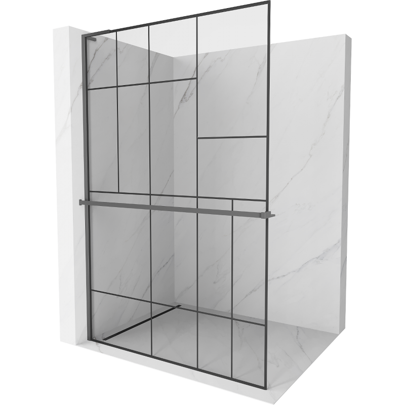 Mexen Kioto+ L panou de duș cu raft Walk-in 70 x 200 cm, model negru, metal armat - 800-070-123-95-78