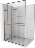 Mexen Kioto+ L perete de duș cu suport Walk-in 80 x 200 cm, model negru, cupru periat - 800-080-123-65-78