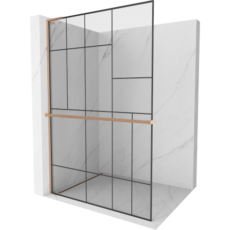 Mexen Kioto+ L perete de duș cu raft Walk-in 120 x 200 cm, model negru, bronz periat - 800-120-123-65-78