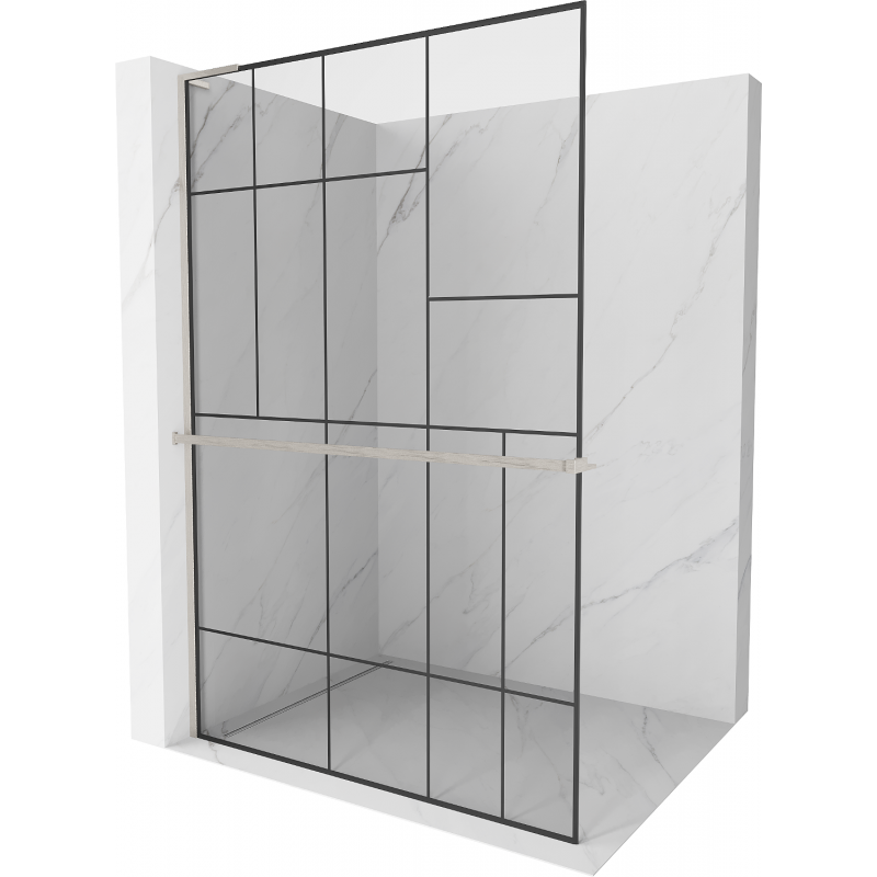 Mexen Kioto+ L perete de duş cu raft Walk-in 90 x 200 cm, model negru, nichel periat - 800-090-123-97-78