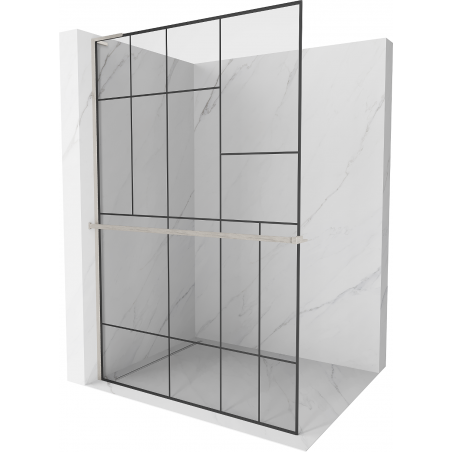 Mexen Kioto+ L perete de duș cu raft Walk-in 100 x 200 cm, model negru, nichel periat - 800-100-123-97-78