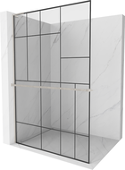 Mexen Kioto+ L perete de duș cu raft Walk-in 110 x 200 cm, model negru, nickel periat - 800-110-123-97-78