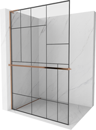 Mexen Kioto+ L zuhanyfal polccal Walk-in 70 x 200 cm, fekete minta, rózsaarany - 800-070-123-60-78