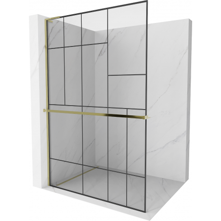 Mexen Kioto+ L perete de duș cu raft Walk-in 70 x 200 cm, model negru, auriu - 800-070-123-50-78