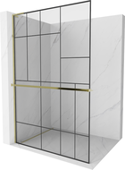 Mexen Kioto+ L panou de duș cu suport Walk-in 80 x 200 cm, model negru, auriu - 800-080-123-50-78