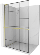 Mexen Kioto+ L perete de duș cu suport Walk-in 120 x 200 cm, model negru, finisaj aurie periată - 800-120-123-55-78