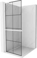 Mexen Kioto+ L perete de duș cu poliță Walk-in 70 x 200 cm, model negru, alb - 800-070-123-20-77