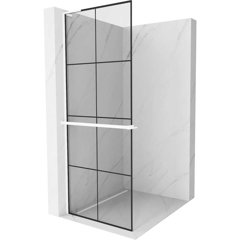 Mexen Kioto+ L zuhanyfal Walk-in polccal 90 x 200 cm, fekete minta, fehér - 800-090-123-20-77