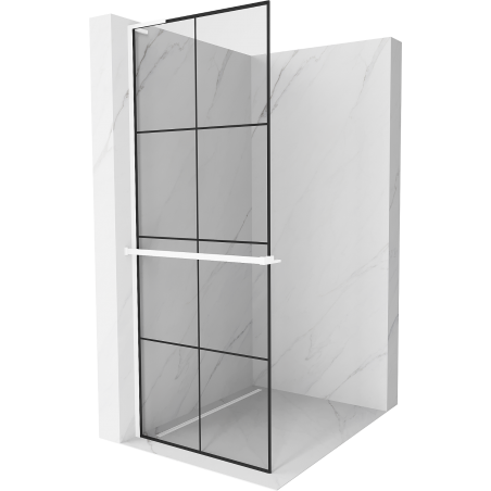 Mexen Kioto+ L perete duș cu raft Walk-in 90 x 200 cm, model negru, alb - 800-090-123-20-77