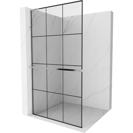 Mexen Kioto+ L zuhanyfal polccal Walk-in 100 x 200 cm, fekete minta, króm - 800-100-123-01-77