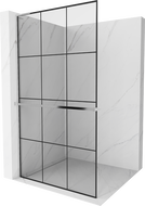 Mexen Kioto+ L perete de duş cu raft Walk-in 100 x 200 cm, model negru, crom - 800-100-123-01-77