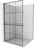 Mexen Kioto+ L zuhanyfal polccal Walk-in 100 x 200 cm, fekete rács, fekete - 800-100-123-70-77