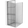 Mexen Kioto+ L perete de duș cu raft Walk-in 90 x 200 cm, model negru, gri armat periat - 800-090-123-66-77