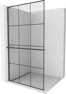 Mexen Kioto+ L perete de duș cu suport Walk-in 110 x 200 cm, model negru, gri gun scovățat - 800-110-123-66-77