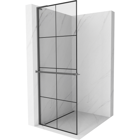 Mexen Kioto+ L perete duș cu raft Walk-in 70 x 200 cm, model negru, gun metal - 800-070-123-95-77