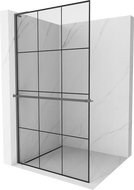 Mexen Kioto+ L perete de duș cu raft Walk-in 110 x 200 cm, model negru, gun metal - 800-110-123-95-77