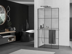 Mexen Kioto+ L perete de duș Walk-in 120 x 200 cm, model negru, gun metal - 800-120-123-95-77
