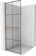 Mexen Kioto+ L pereți de duș cu raft Walk-in 70 x 200 cm, model negru, bronz periat - 800-070-123-65-77