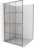 Mexen Kioto+ L zuhanyfal polccal Walk-in 100 x 200 cm, fekete rács, kefe bronz - 800-100-123-65-77