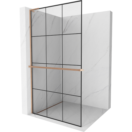 Mexen Kioto+ L perete de duș cu suport Walk-in 110 x 200 cm, model negru, bronz periat - 800-110-123-65-77
