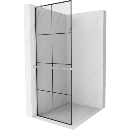 Mexen Kioto+ L perete de duș cu raft Walk-in 70 x 200 cm, model negru, nichel periat - 800-070-123-97-77