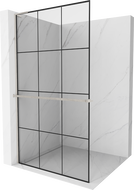 Mexen Kioto+ L panoul de duş cu raft Walk-in 120 x 200 cm, model negru, inox periat - 800-120-123-97-77