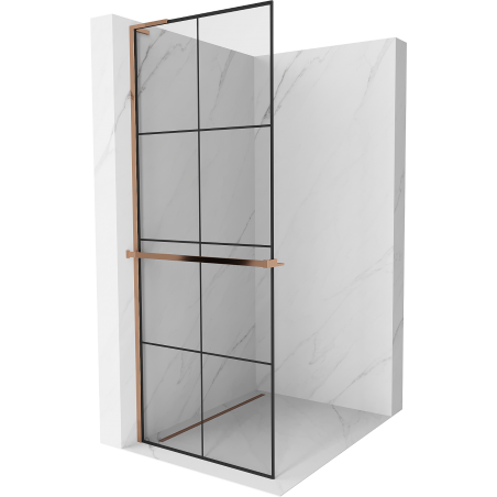 Mexen Kioto+ L duş cu panou Walk-in 70 x 200 cm, model negru, aur roz - 800-070-123-60-77