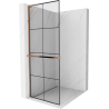 Mexen Kioto+ L duş cu panou Walk-in 70 x 200 cm, model negru, aur roz - 800-070-123-60-77
