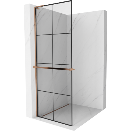 Mexen Kioto+ L perete de duș cu raft Walk-in 80 x 200 cm, grilaj negru, aur roz - 800-080-123-60-77