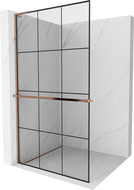Mexen Kioto+ L Walk-in zuhanyfal polccal 110 x 200 cm, fekete minta, rózsaarany - 800-110-123-60-77