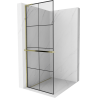 Mexen Kioto+ L zidărie pentru duș cu raft Walk-in 80 x 200 cm, model negru, aurit - 800-080-123-50-77