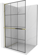 Mexen Kioto+ L panou de duș cu raft Walk-in 100 x 200 cm, model negru, aurit - 800-100-123-50-77