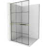 Mexen Kioto+ L peretele de duş cu suport Walk-in 120 x 200 cm, model negru, aurit - 800-120-123-50-77