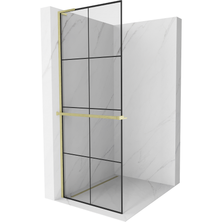 Mexen Kioto+ L panou de duș cu raft Walk-in 80 x 200 cm, model negru, finisaj aurit - 800-080-123-55-77