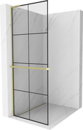Mexen Kioto+ L panou de duş cu raft Walk-in 90 x 200 cm, model negru, finisaj aurit - 800-090-123-55-77