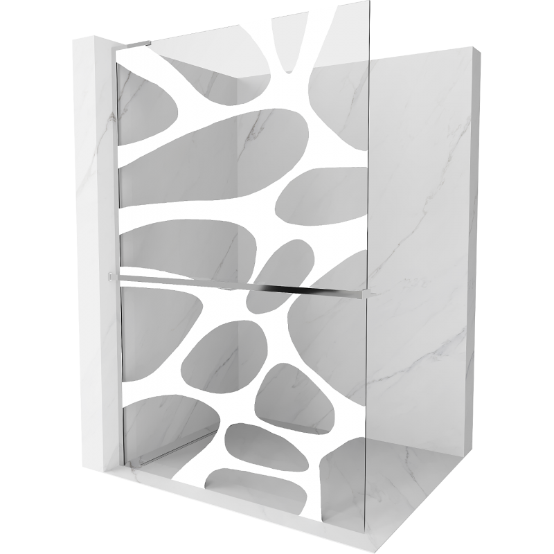 Mexen Kioto+ L perete de duș cu raft Walk-in 90 x 200 cm, undă albă, crom - 800-090-123-01-97