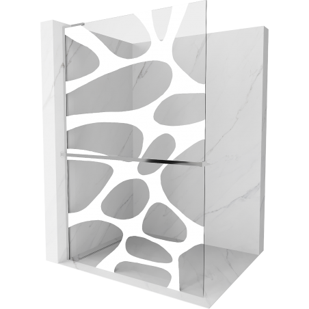 Mexen Kioto+ L perete de duș cu raft Walk-in 90 x 200 cm, undă albă, crom - 800-090-123-01-97