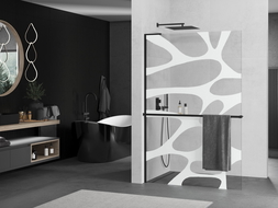 Mexen Kioto+ L panou de duș cu suport Walk-in 120 x 200 cm, model alb, negru - 800-120-123-70-97