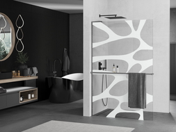 Mexen Kioto+ L perete de duș cu raft Walk-in 70 x 200 cm, model alb, gri armat - 800-070-123-66-97